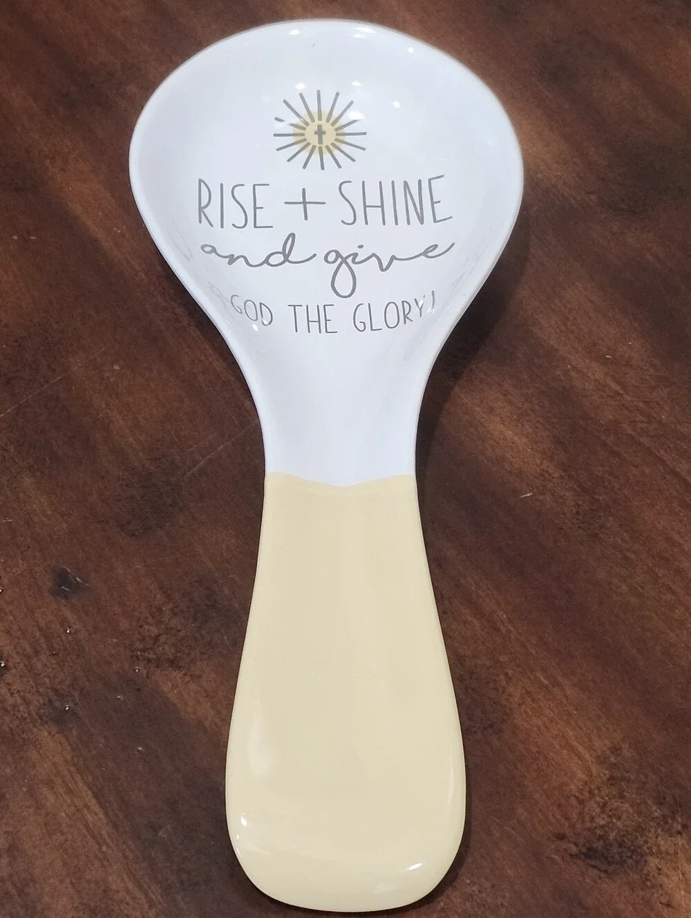 Rise & Shine and Give God the Glory Ceramic Spoon Rest Christian Home Decor